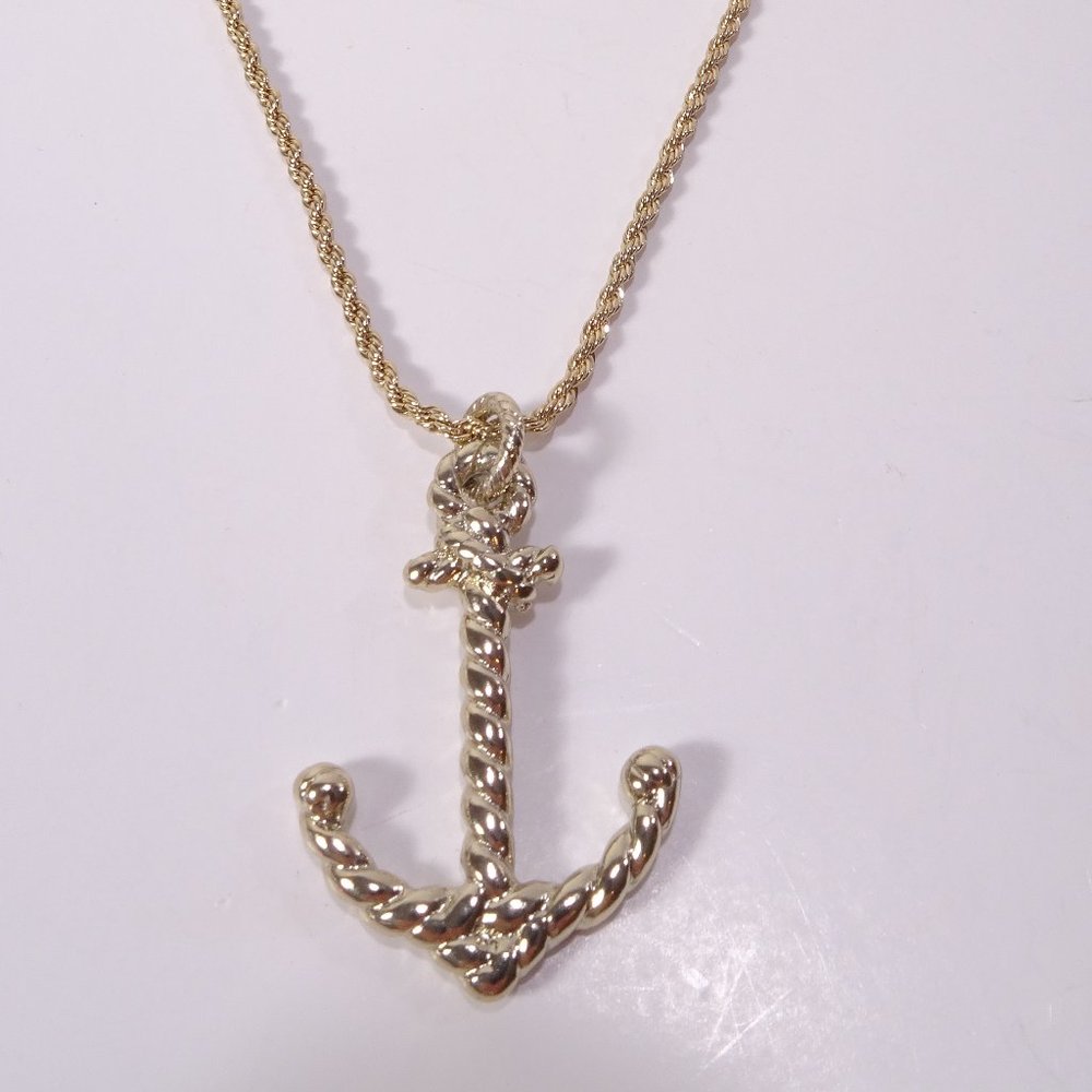 Banana Republic Roots of BR Gold Ribbon Rope Anchor Pendant Necklace NWT 88 - Picture 3 of 15
